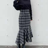 シャーリング袖カシュクールニット