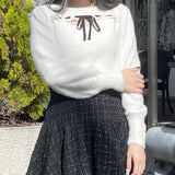 フロントアキリボンニット