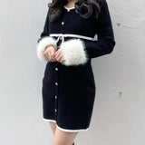 ファー付きパイピングワンピース