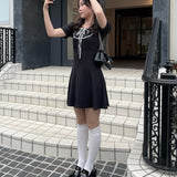 【予約商品　4月上旬発送予定】パイピングリボンワンピース