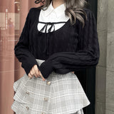 レイヤードケーブルニット