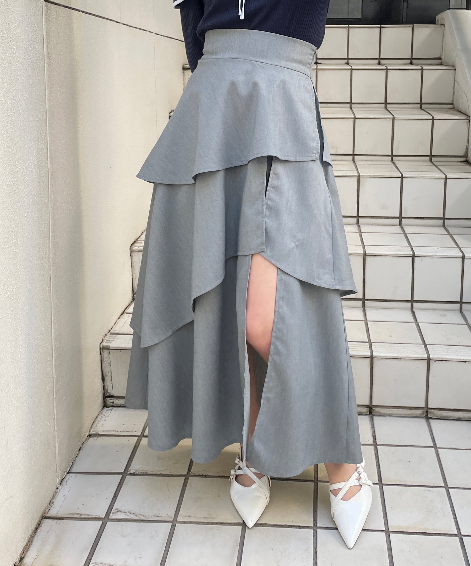 【abcボトムス10％割♡】スリットフレアスカート