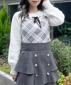 フロントアキリボンニット