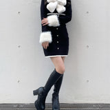 ファー付きパイピングワンピース