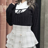 レイヤードケーブルニット