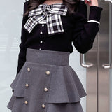 リボンレイヤードニット