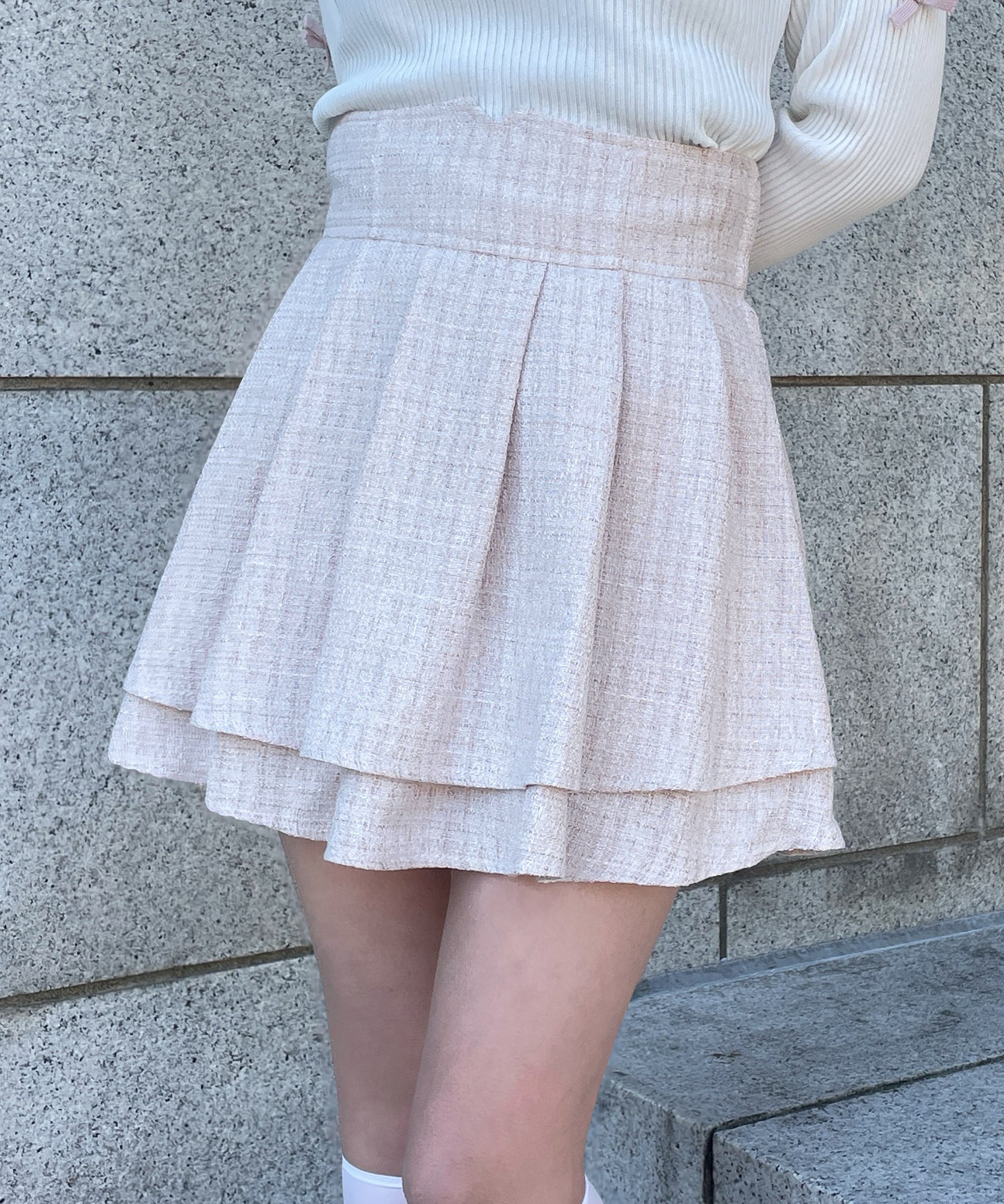 【abcボトムス10％割♡】ダブルフレアスカート