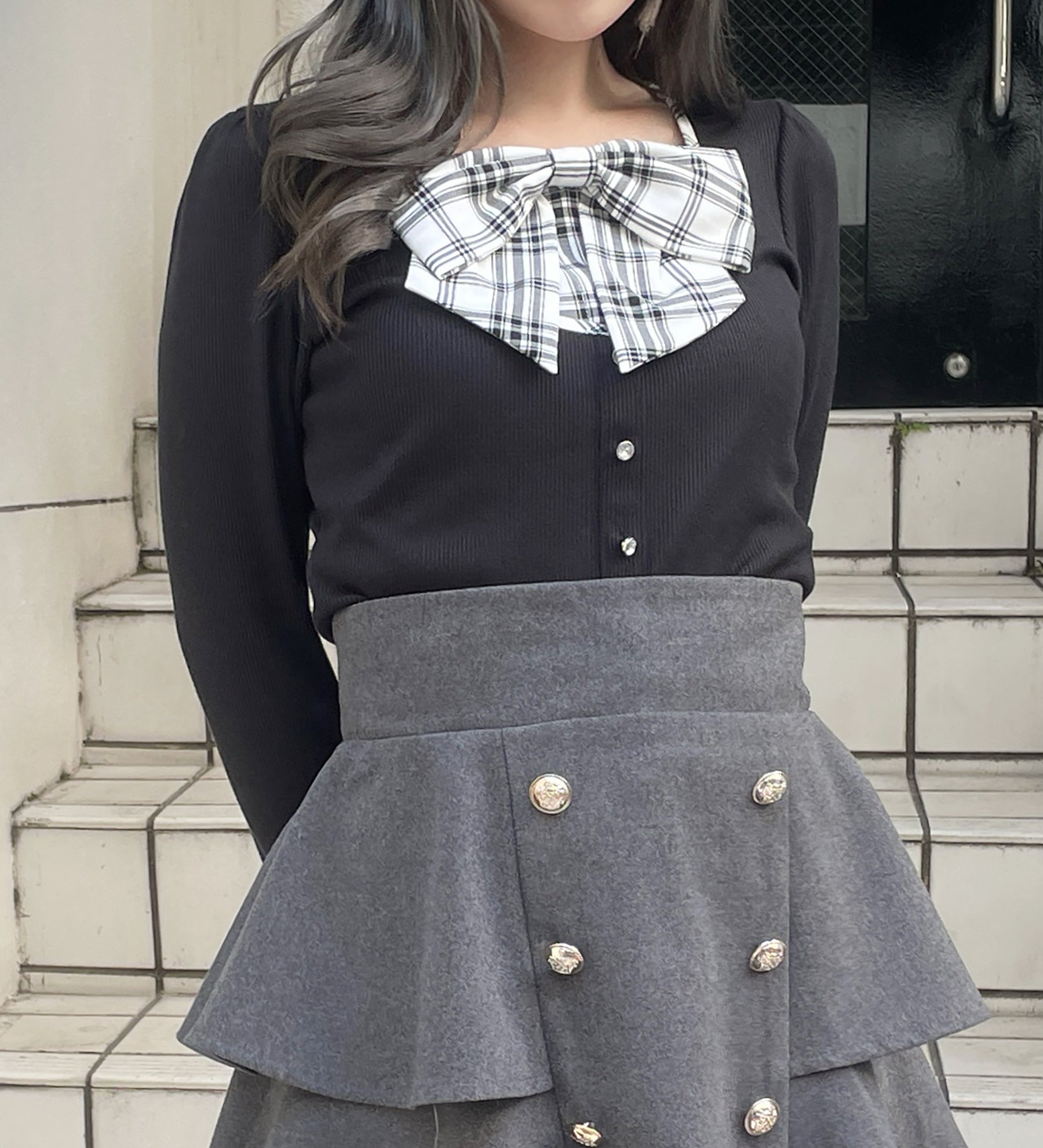 リボンレイヤードトップス