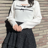 ケーブルダブルリボンニット