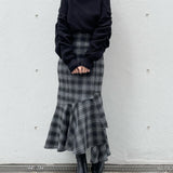 シャーリング袖カシュクールニット