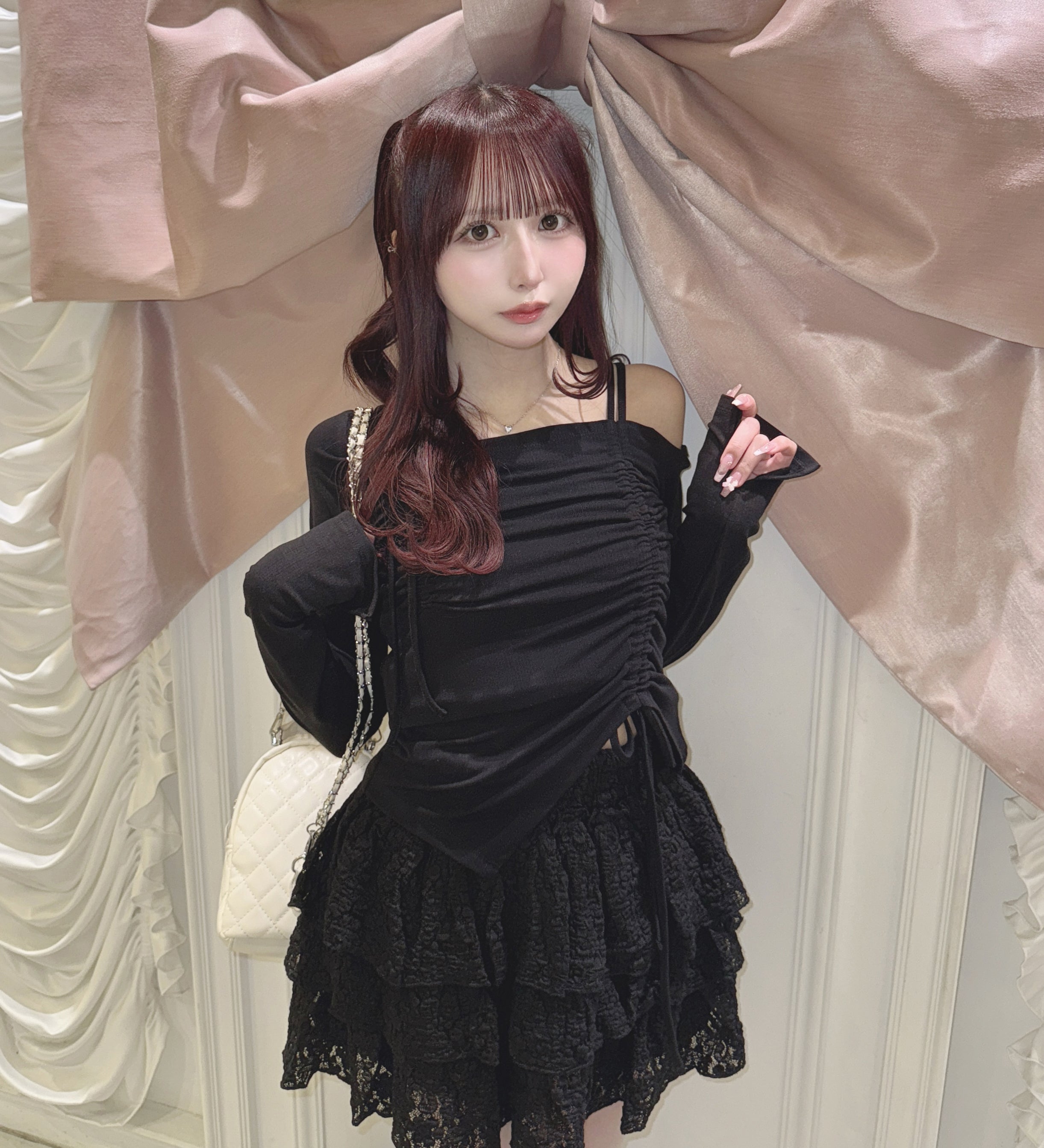 長袖アシメドロストカットソー