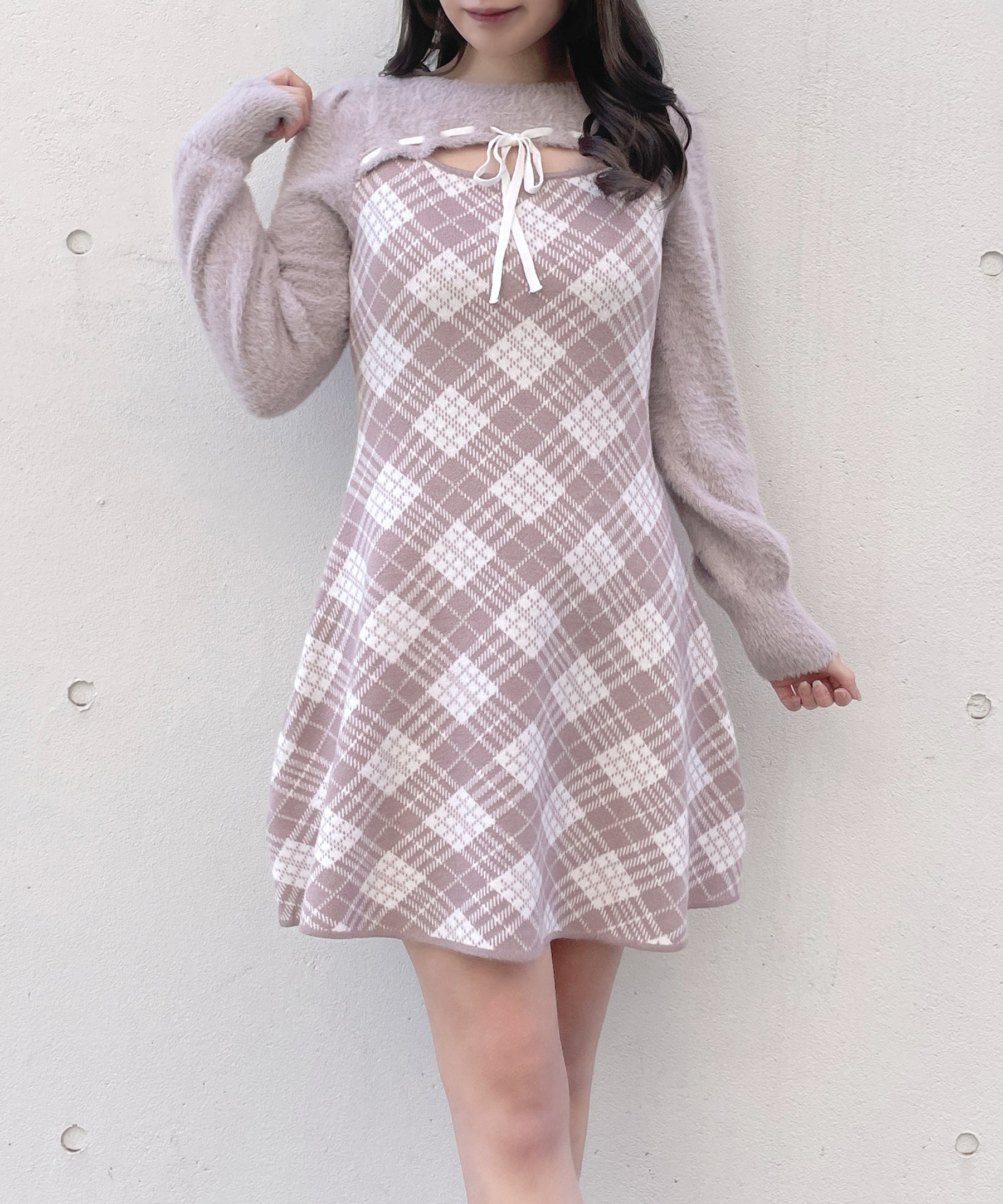 フロントアキリボンニットワンピース – PARK by one way（パークバイ