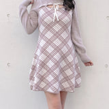 フロントアキリボンニットワンピース