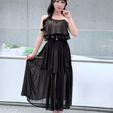 【一部商品７月中旬お届け予定】アメスリフリルレイヤードロングワンピース