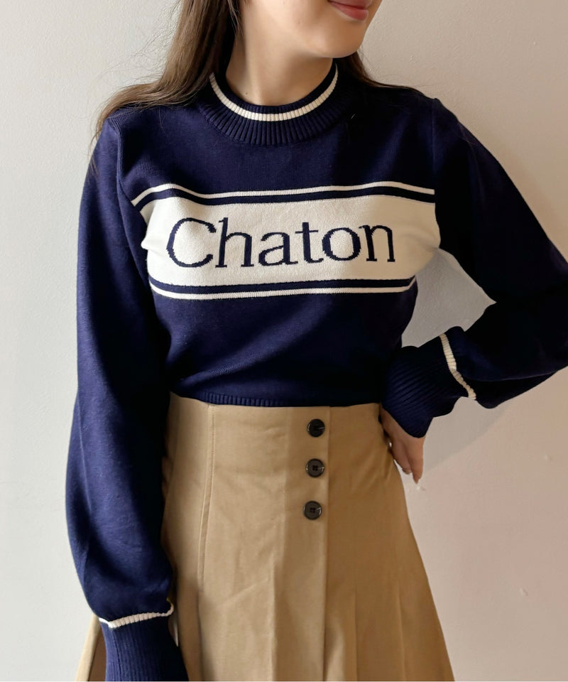 Chatonロゴラインニット