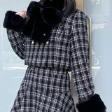 【セットアップ対応アイテム】 ファー付ノーカラージャケット