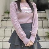 ケーブルダブルリボンニット