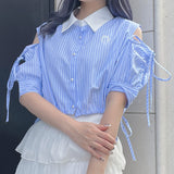 ドロスト袖ショートブラウス