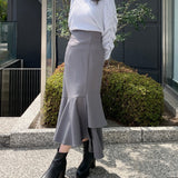 シャーリング袖カシュクールニット