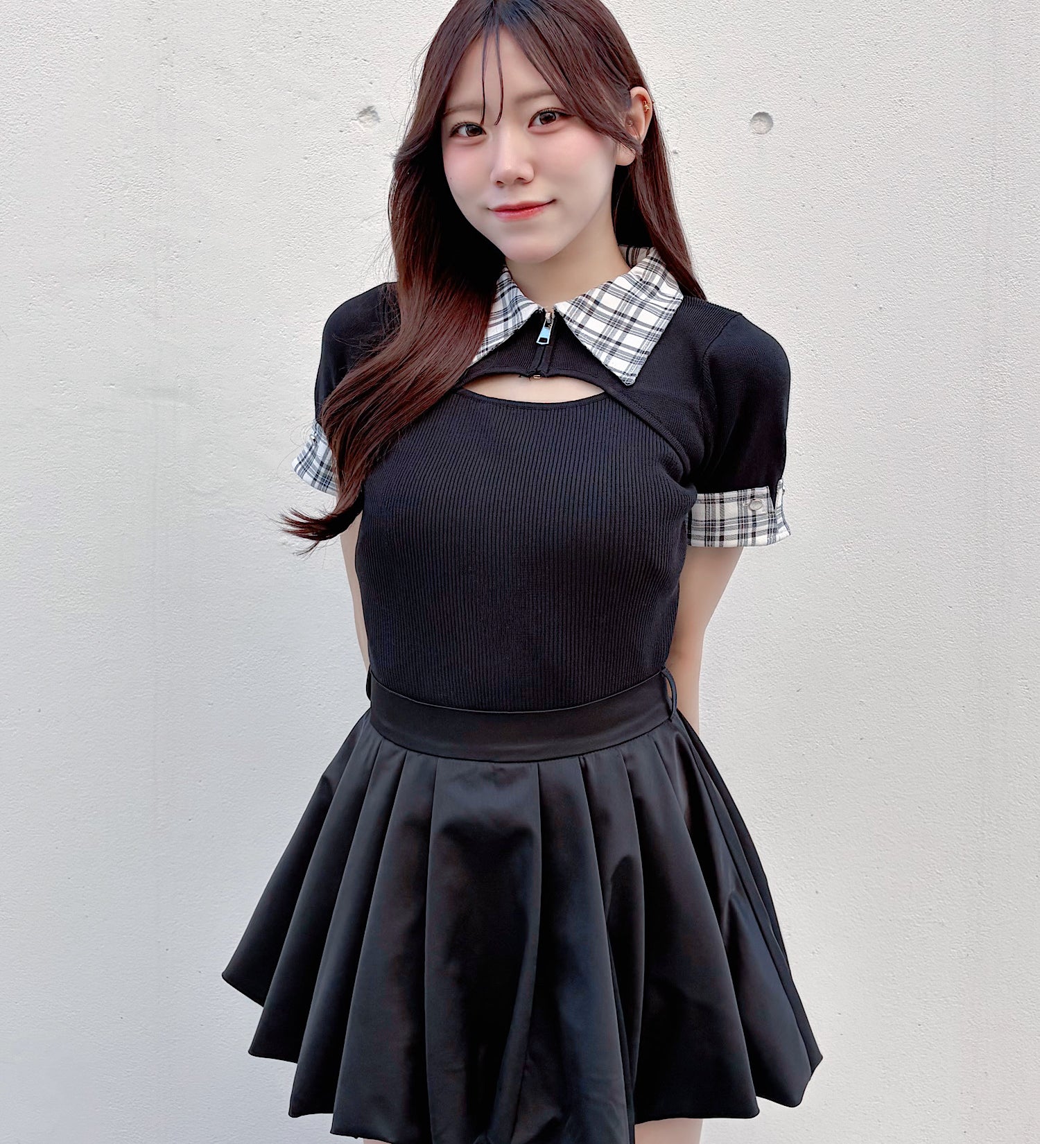 【予約商品 5月上旬発送】チェックカラーニットトップス