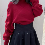 シャーリング袖カシュクールニット