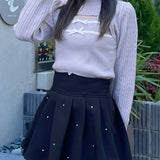 ケーブルダブルリボンニット