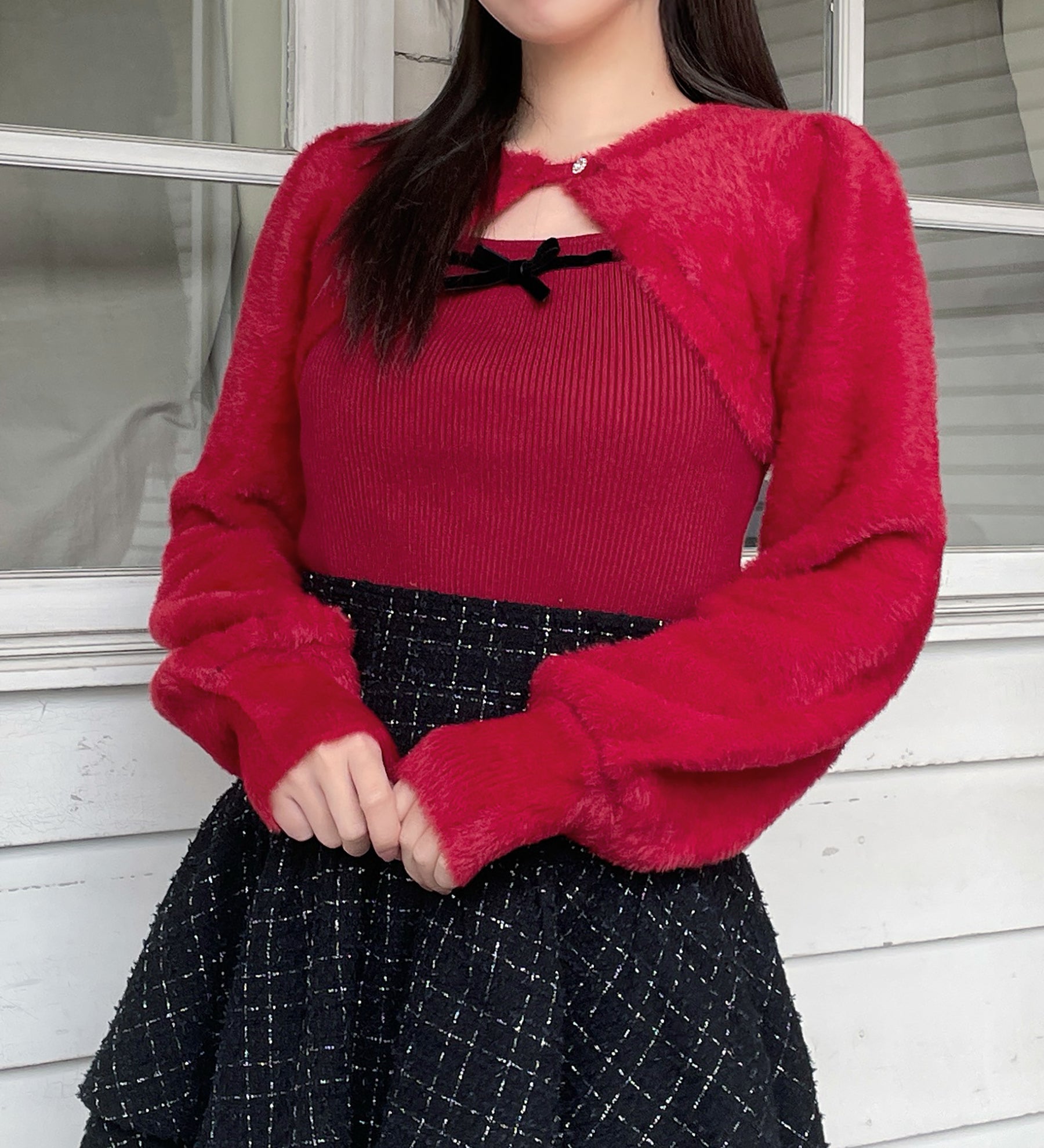 ボレロレイヤードニット