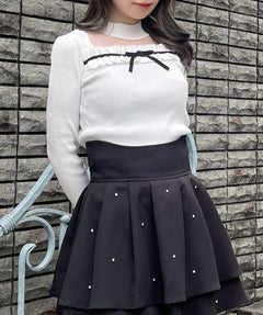 デコルテシアーフリルニット