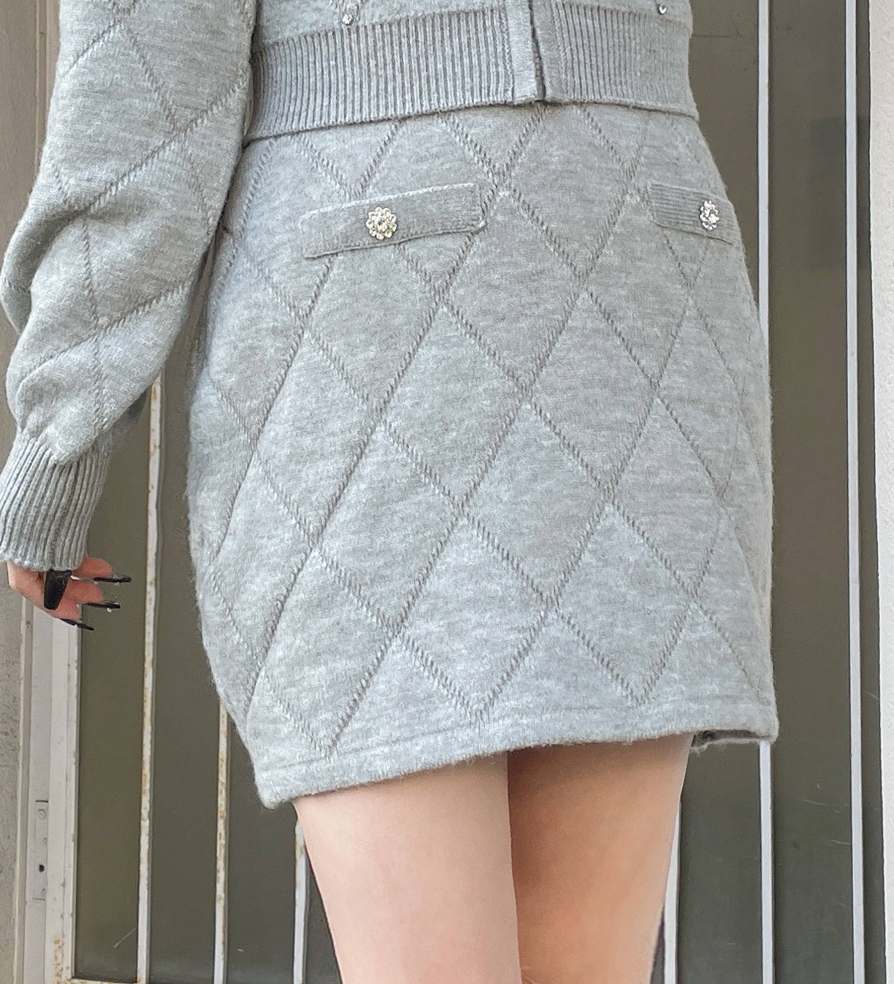 【セットアップ対応アイテム】 キルティングニットスカート