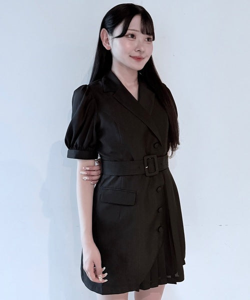 ビッグ割引 プリーツ異素材シアーテーラードワンピース – PARK by one way ワンピース