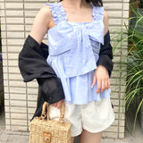 リボンペプラムキャミブラウス