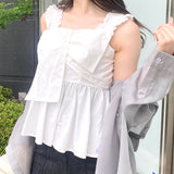 リボンペプラムキャミブラウス