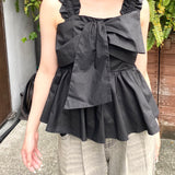 リボンペプラムキャミブラウス
