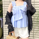リボンペプラムキャミブラウス