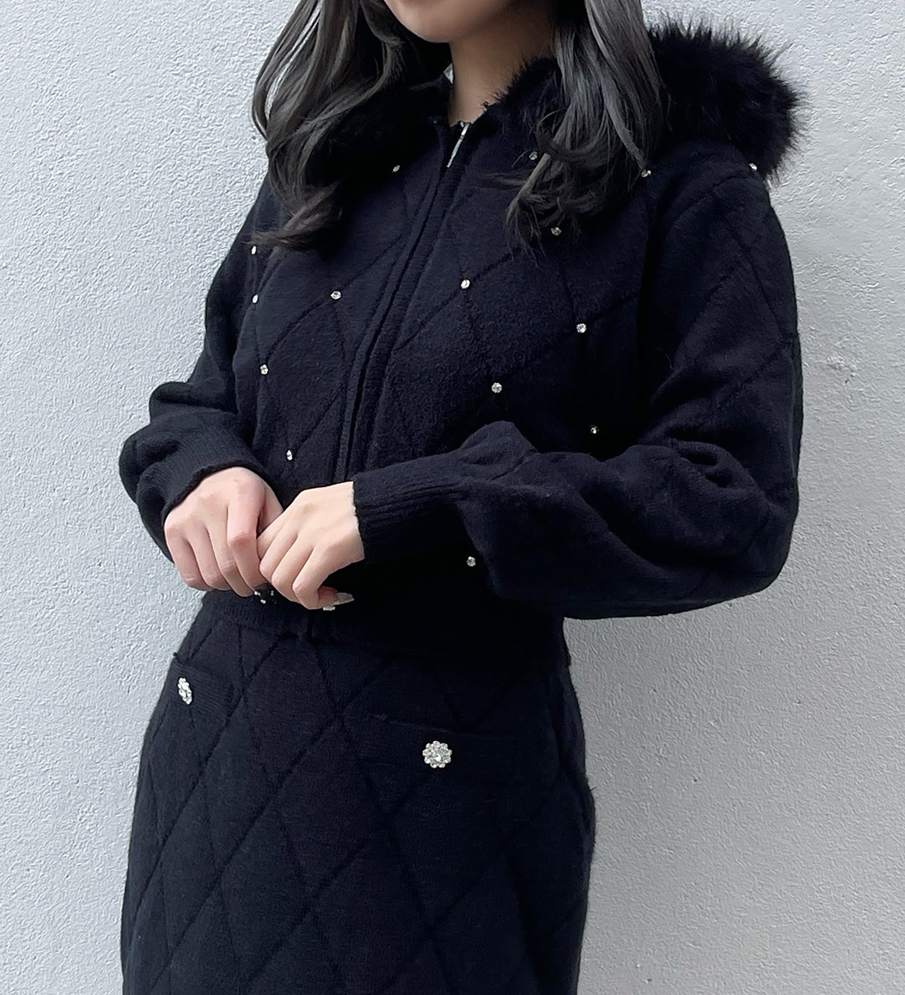 【セットアップ対応アイテム】 キルティングニットパーカー