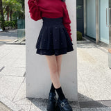 シャーリング袖カシュクールニット