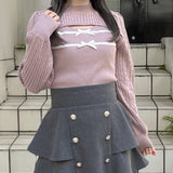 ケーブルダブルリボンニット