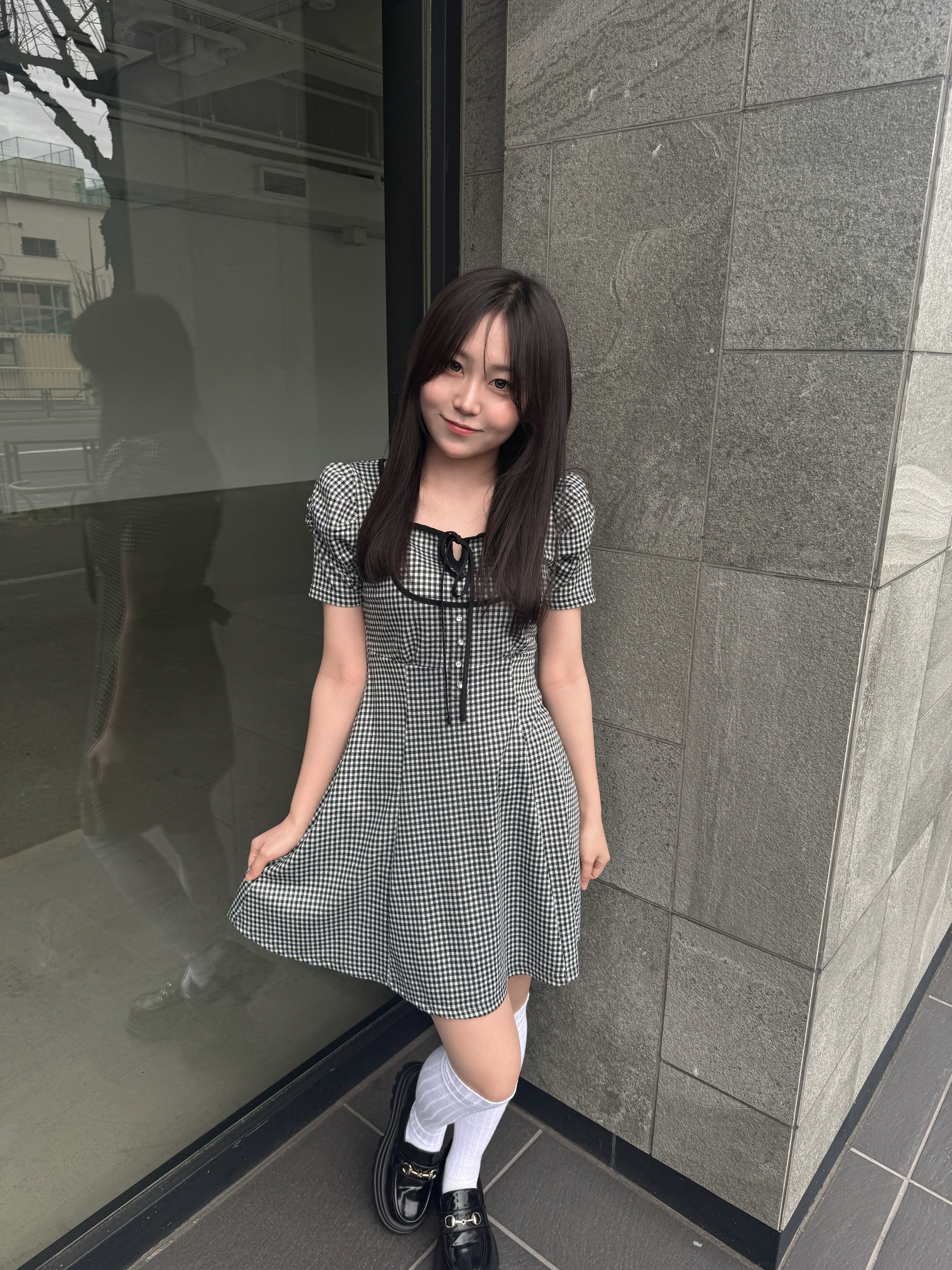 パイピングリボンワンピース