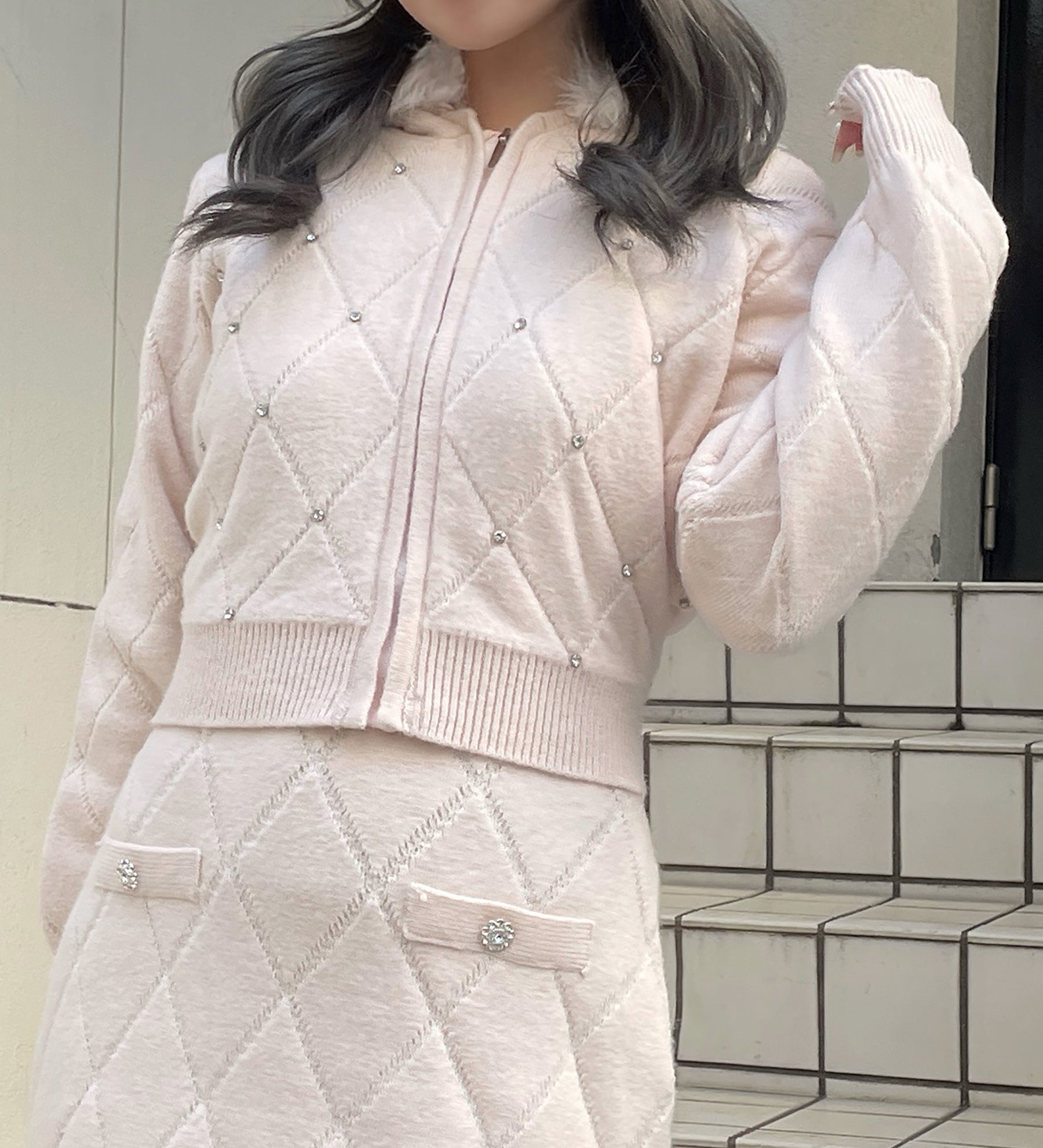 【セットアップ対応アイテム】 キルティングニットパーカー