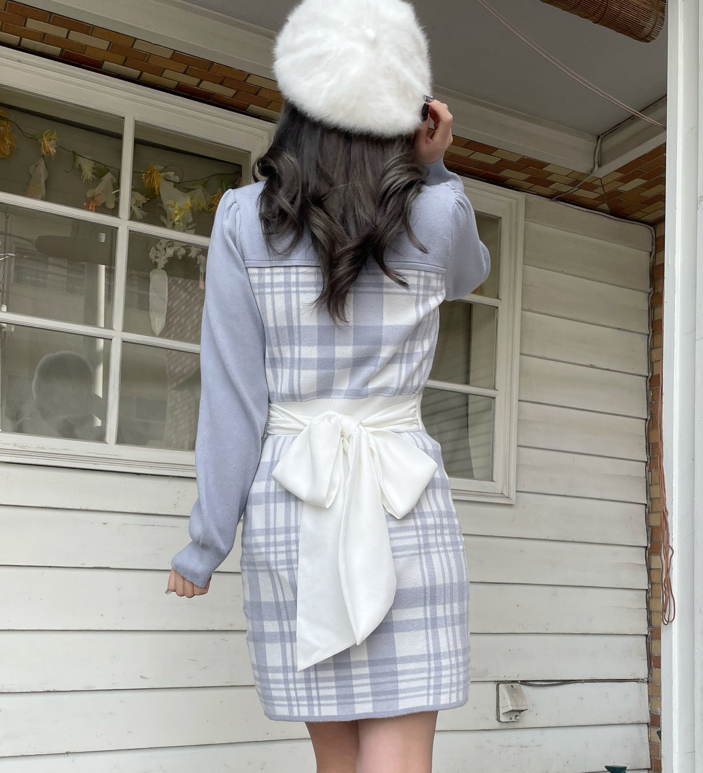 ジャガードバックリボンワンピース