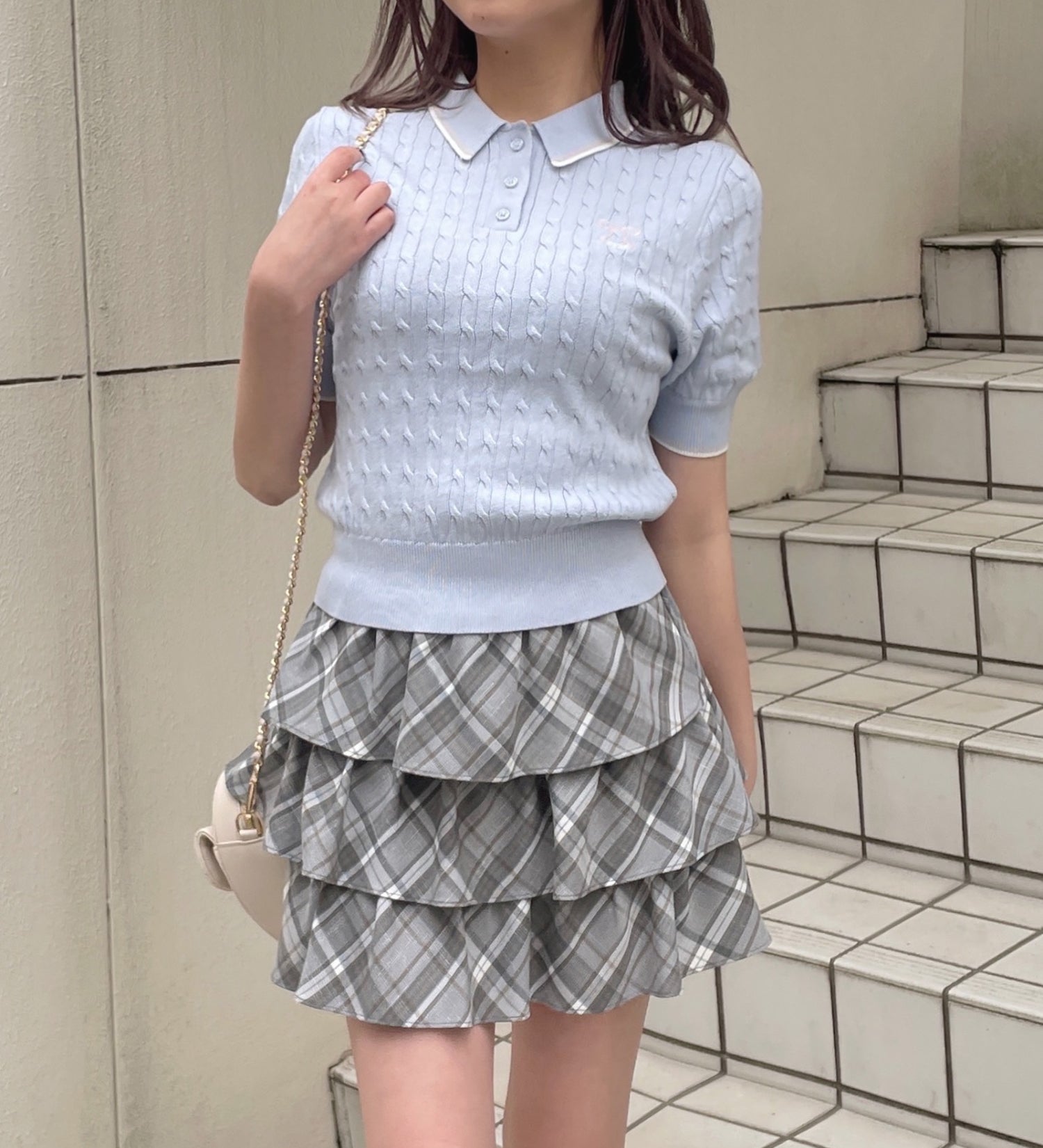 ポロ衿半袖ニット