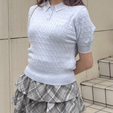 ポロ衿半袖ニット