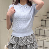 ポロ衿半袖ニット