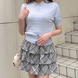 ポロ衿半袖ニット