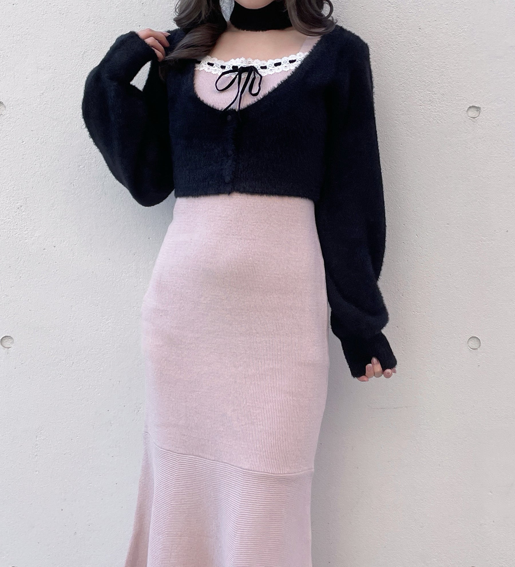 ボレロアンサンブルニットワンピース