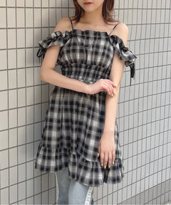 2way肩リボンミニワンピース