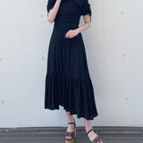 楊柳シャーリングワンピース