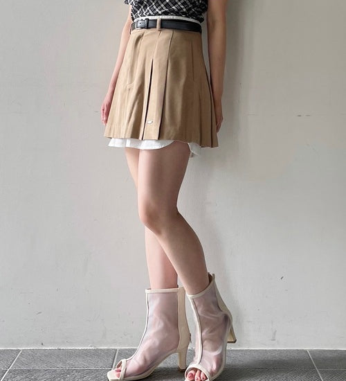 レイヤードシャツプリーツミニスカート