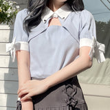 白襟テレコトップス