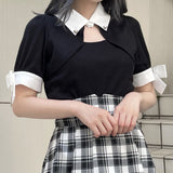 白襟テレコトップス
